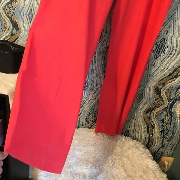 New! TALL Coral Pink silky inner lining Linen wide leg pants - Picture 11 of 12